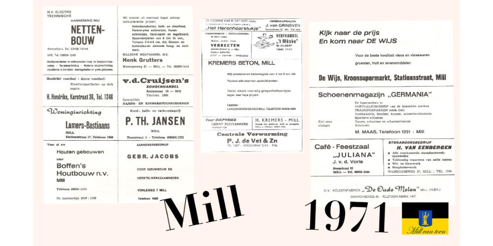 Mill van Toen: Ondernemers in 1971 - Verspreid, maar kwaliteit